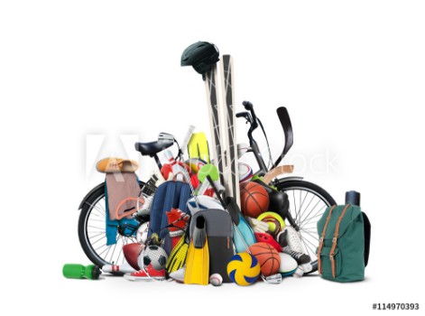 Bild på Sports equipment has fallen down in a heap